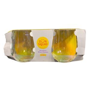 Sun Squad Stemless Wine Glasses 4 Pack Iridescent BPA Multicolor Plastic Cups